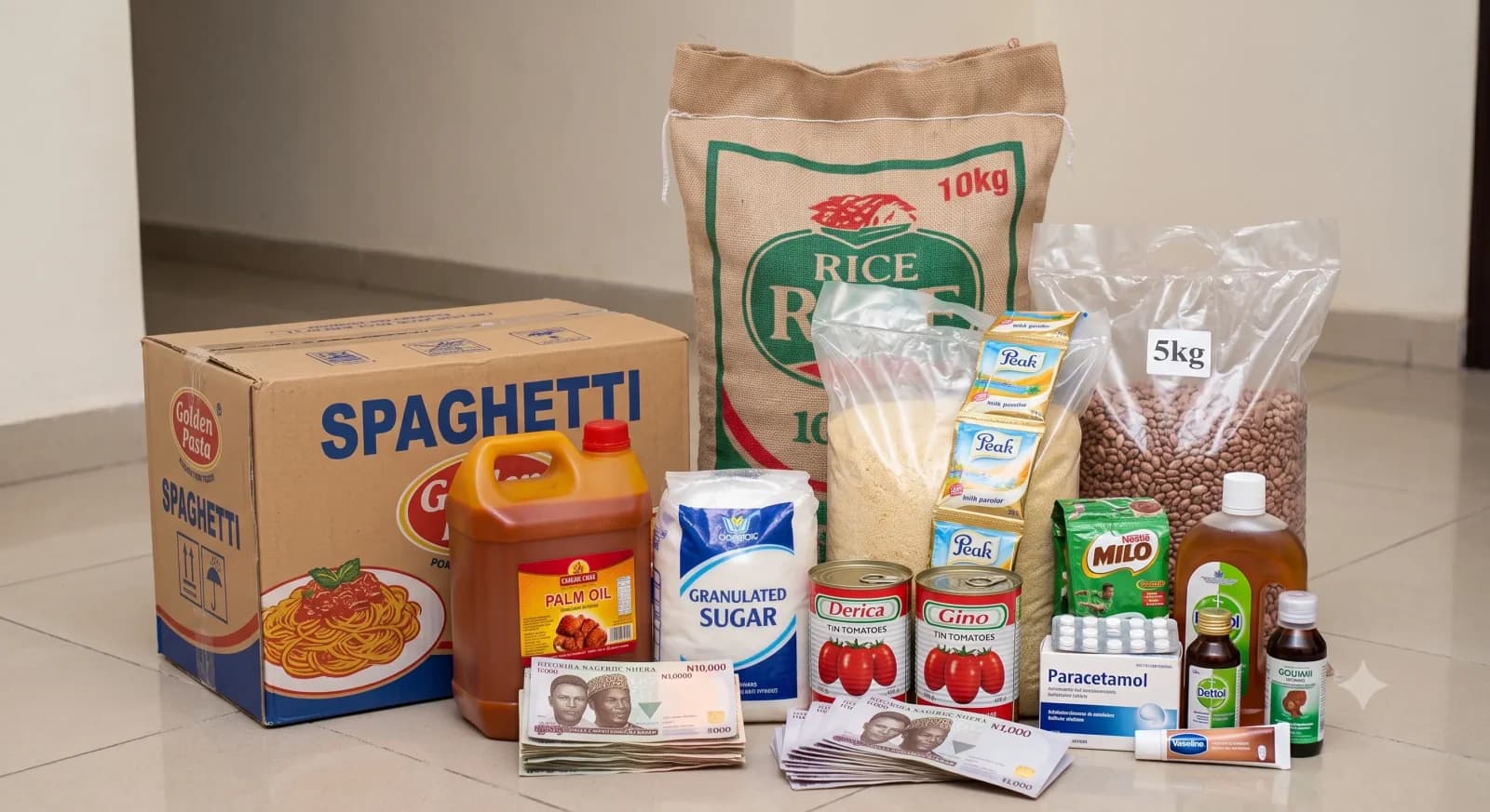 Silver Stage 2 compensation plan reward package with food items, healthcare products, and cash